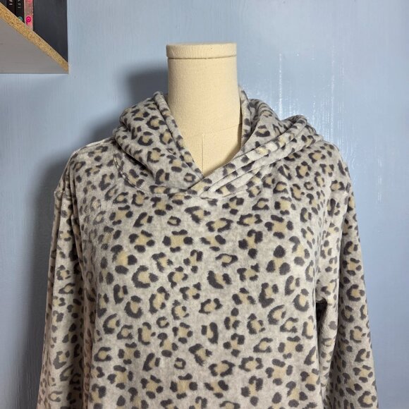 32 Degrees Heat Sleepwear Small / Medium Leopard Gray Cozy Longsleeve Nightgown - Picture 2 of 12